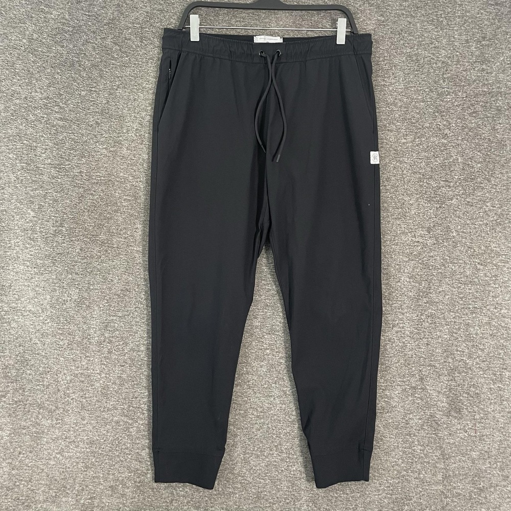 Reigning Champ Pants Mens Large Black Woven Joggers Zip Pockets Elastic Waist